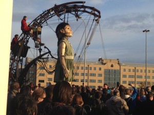 Girl giant in sun