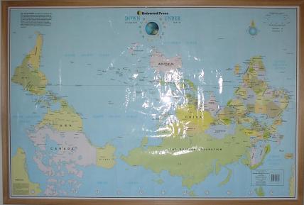 Rotated and Upsidedown World Map