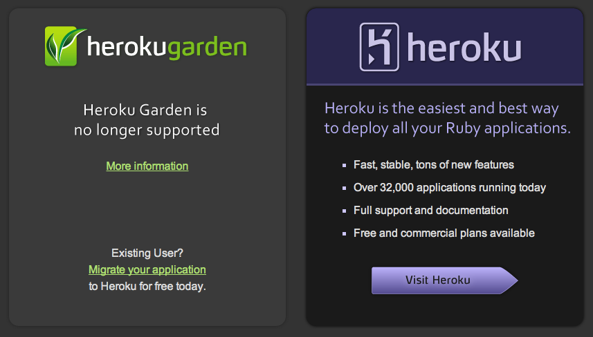 Heroku Garden shut down