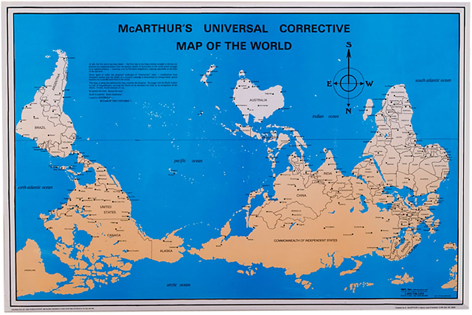 Map Of The World From Australia McArthur's Universal Corrective Map of the World